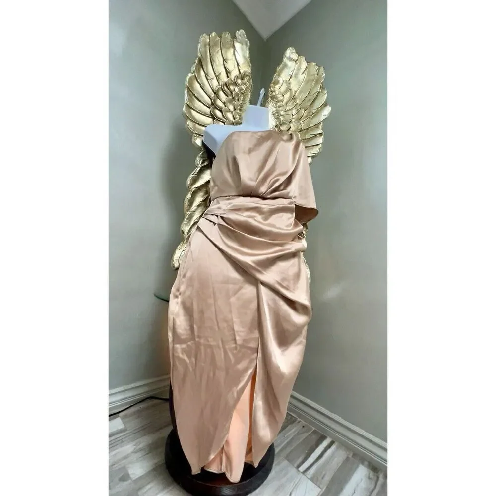 Donnee Par Dieu LIA Champagne One Shoulder Satin Dress, Size Small_7